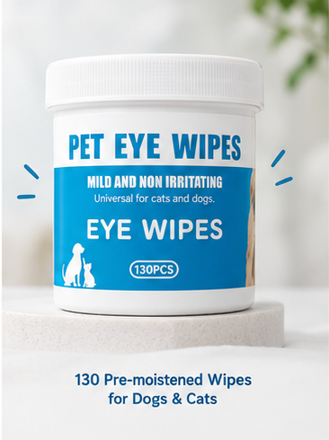 Petivo Pet Eye Wipes – 130 Pcs | Gentle Tear Stain & Eye Cleaning Wipes for Dogs & Cats