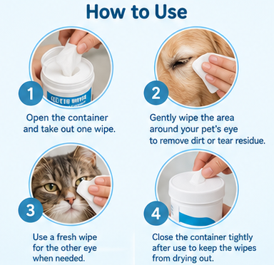 Petivo Pet Eye Wipes – 130 Pcs | Gentle Tear Stain & Eye Cleaning Wipes for Dogs & Cats