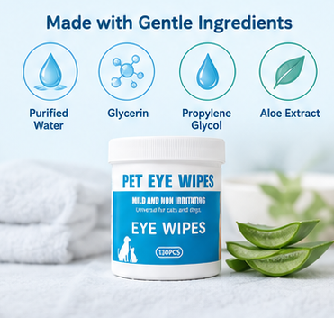 Petivo Pet Eye Wipes – 130 Pcs | Gentle Tear Stain & Eye Cleaning Wipes for Dogs & Cats