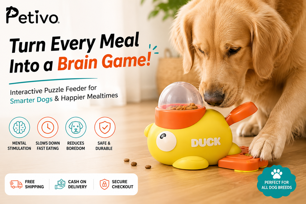 Interactive Dog Puzzle Feeder & Treat Dispenser | Slow Feeder IQ Toy for Mental Stimulation | Anti-Gulping Food Puzzle for Dogs