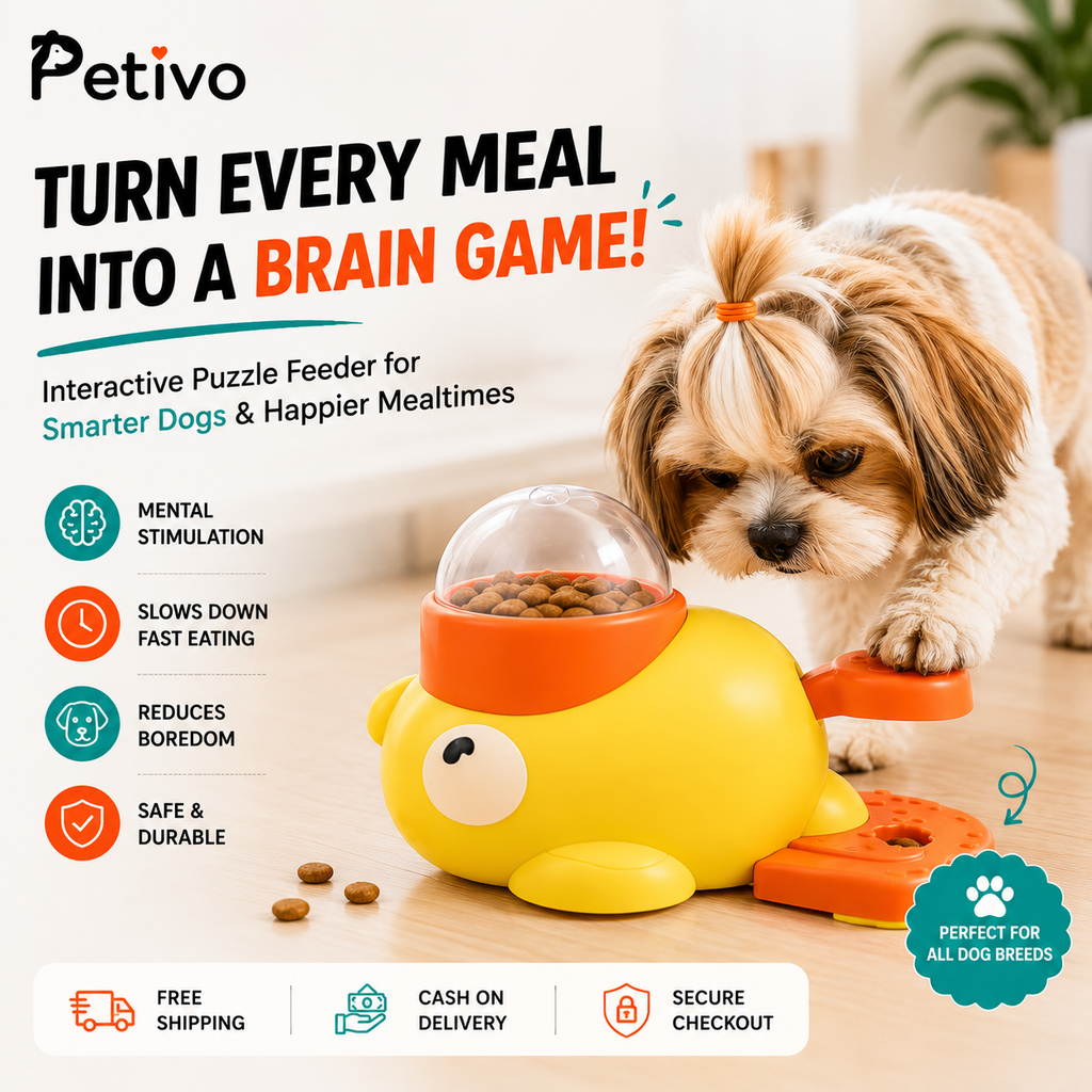 Interactive Dog Puzzle Feeder & Treat Dispenser | Slow Feeder IQ Toy for Mental Stimulation | Anti-Gulping Food Puzzle for Dogs
